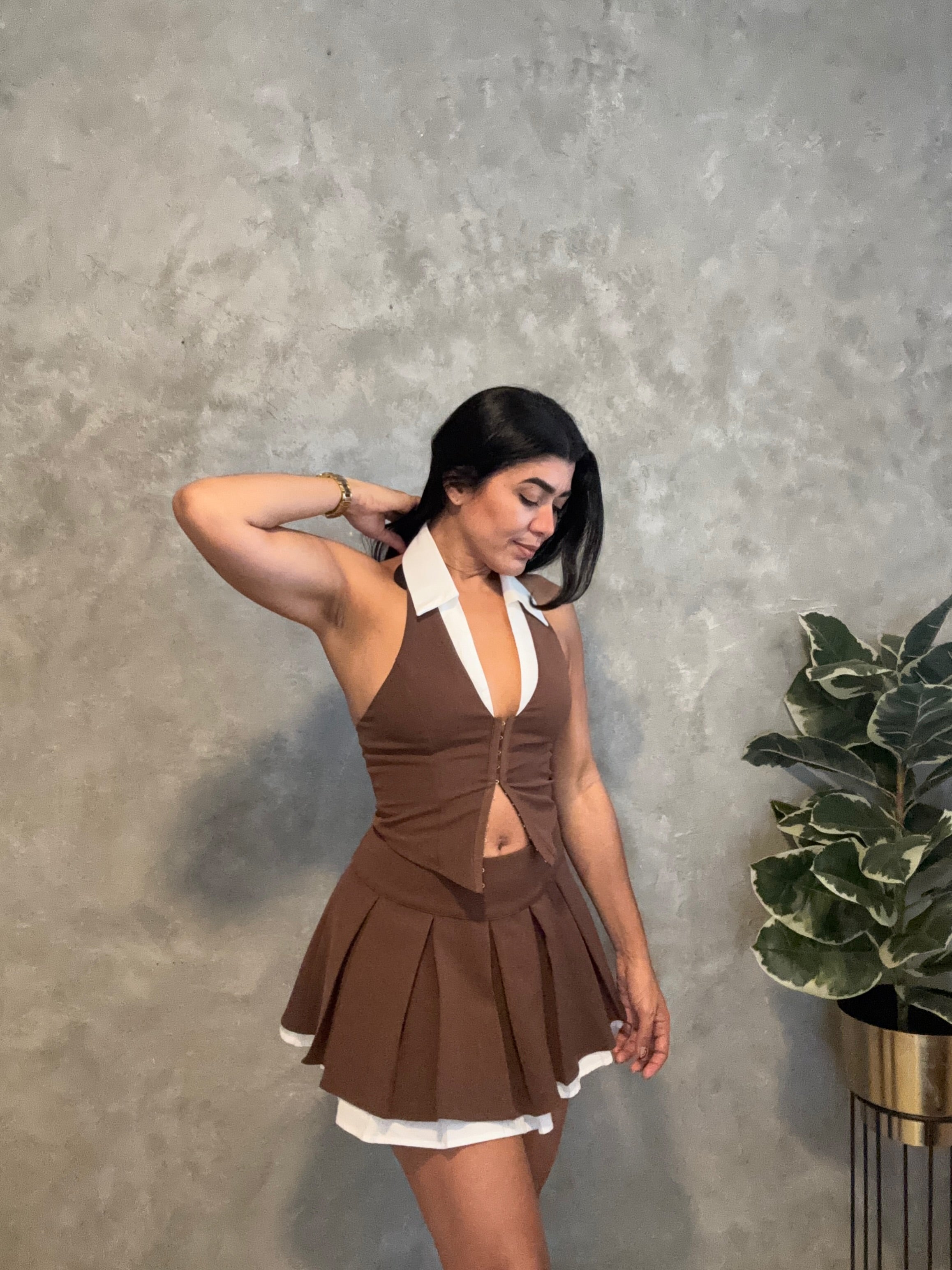 CHOCOLATE SKIRT & TOP SET