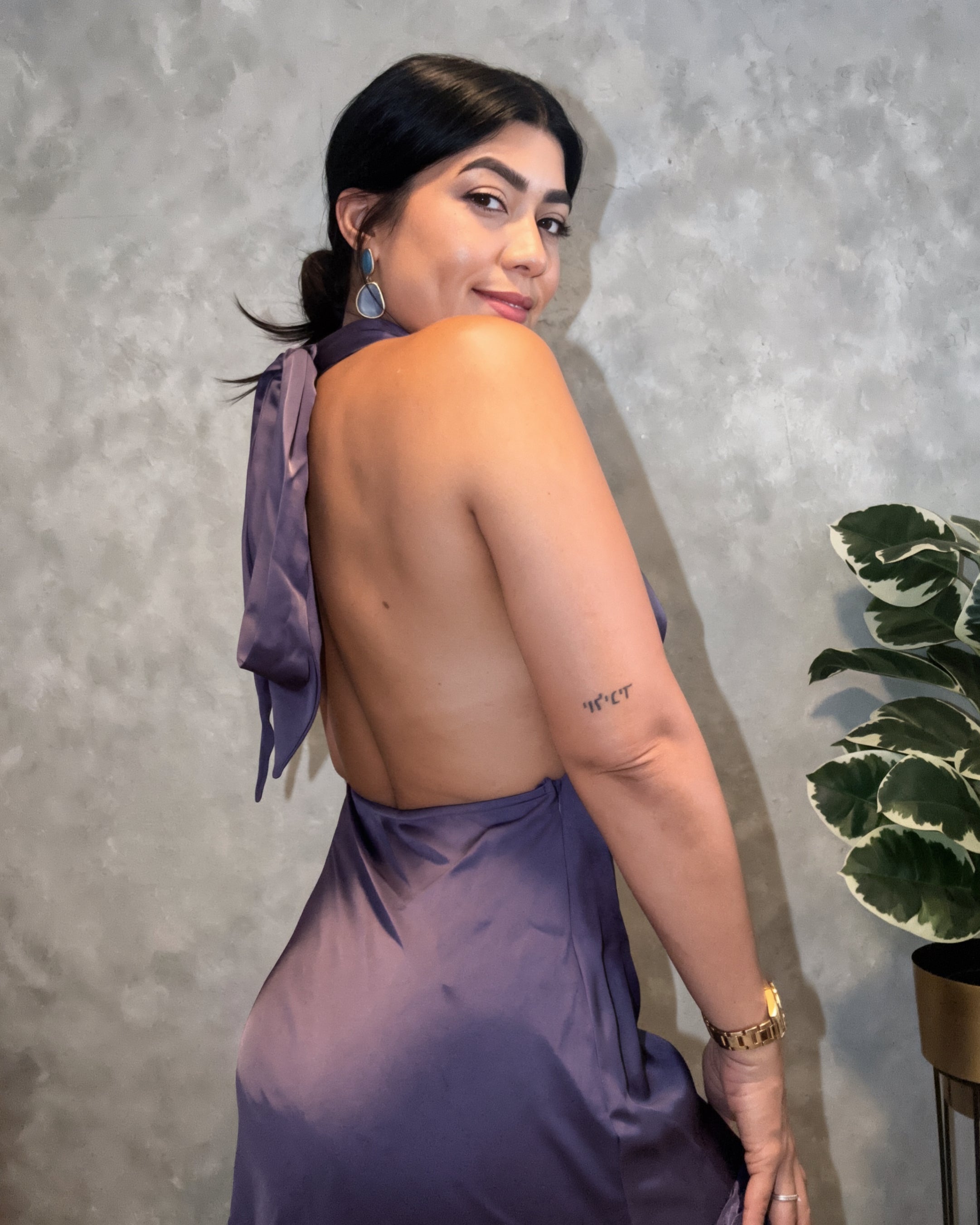 Satin Lace Scarf Dress