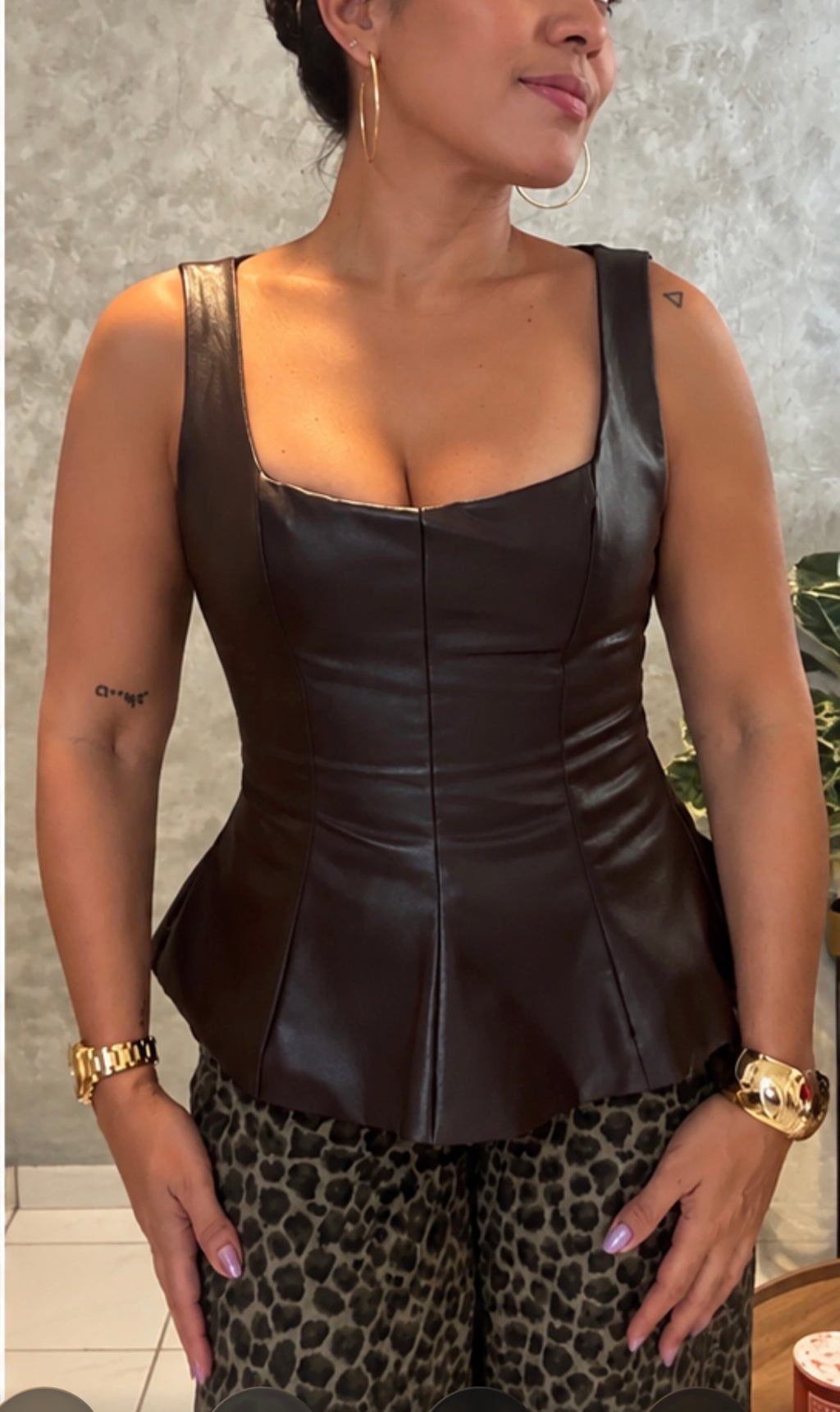 Faux Leather Top