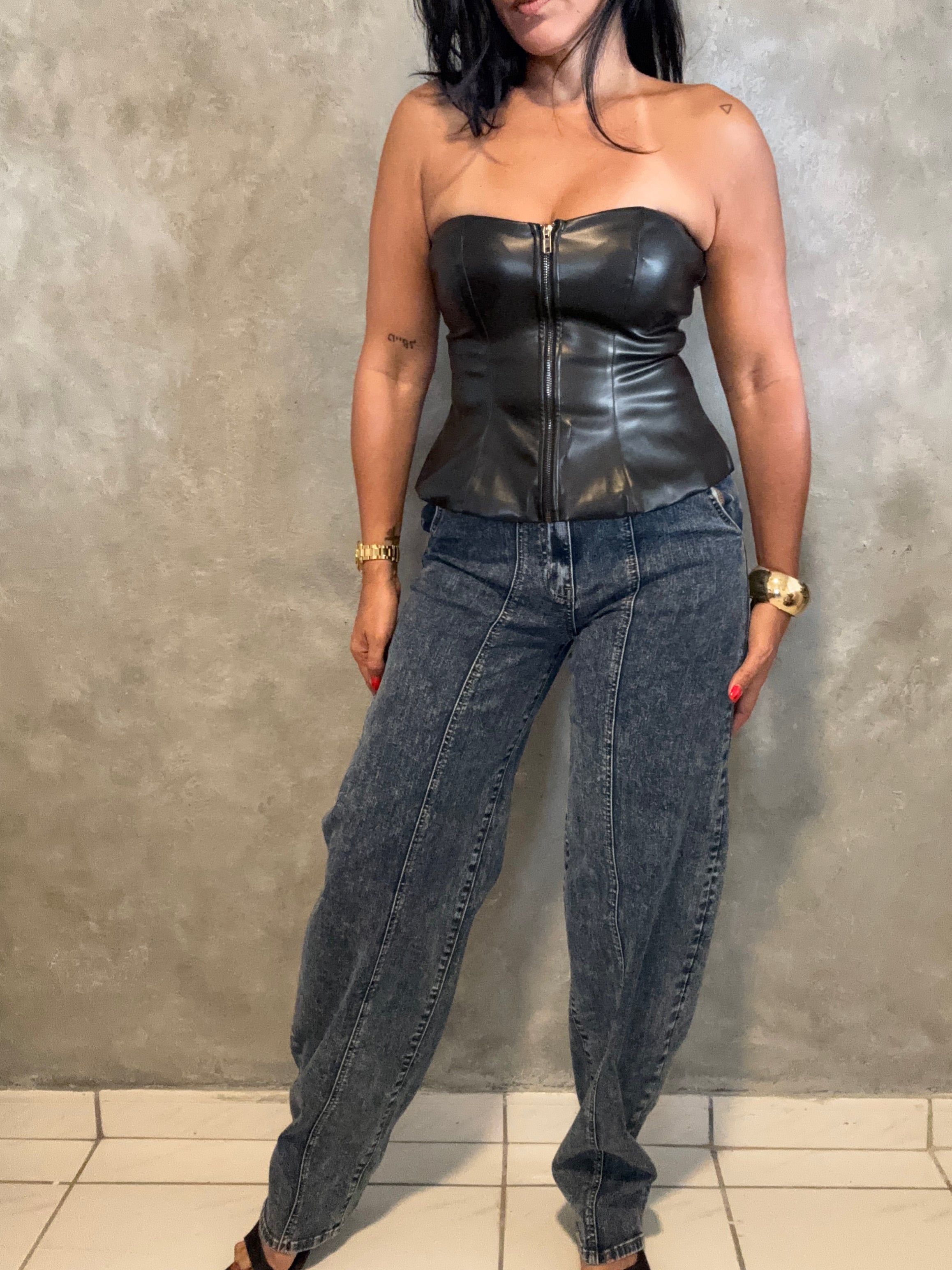 HIGH RISE ACID BLUE BARELL JEAN