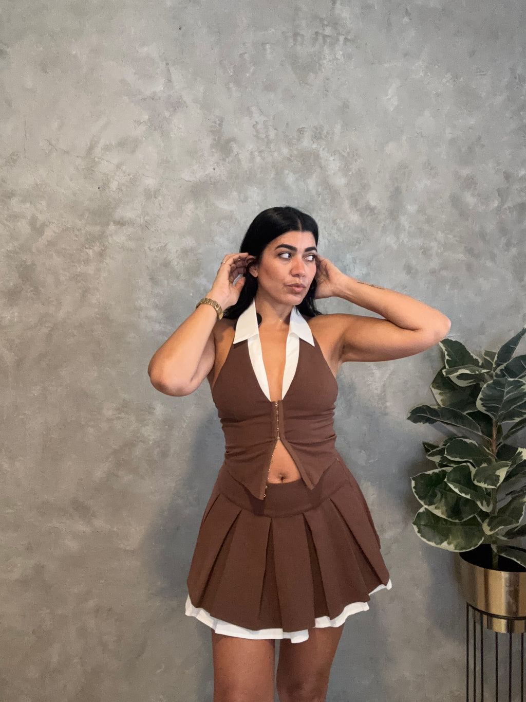 CHOCOLATE SKIRT & TOP SET