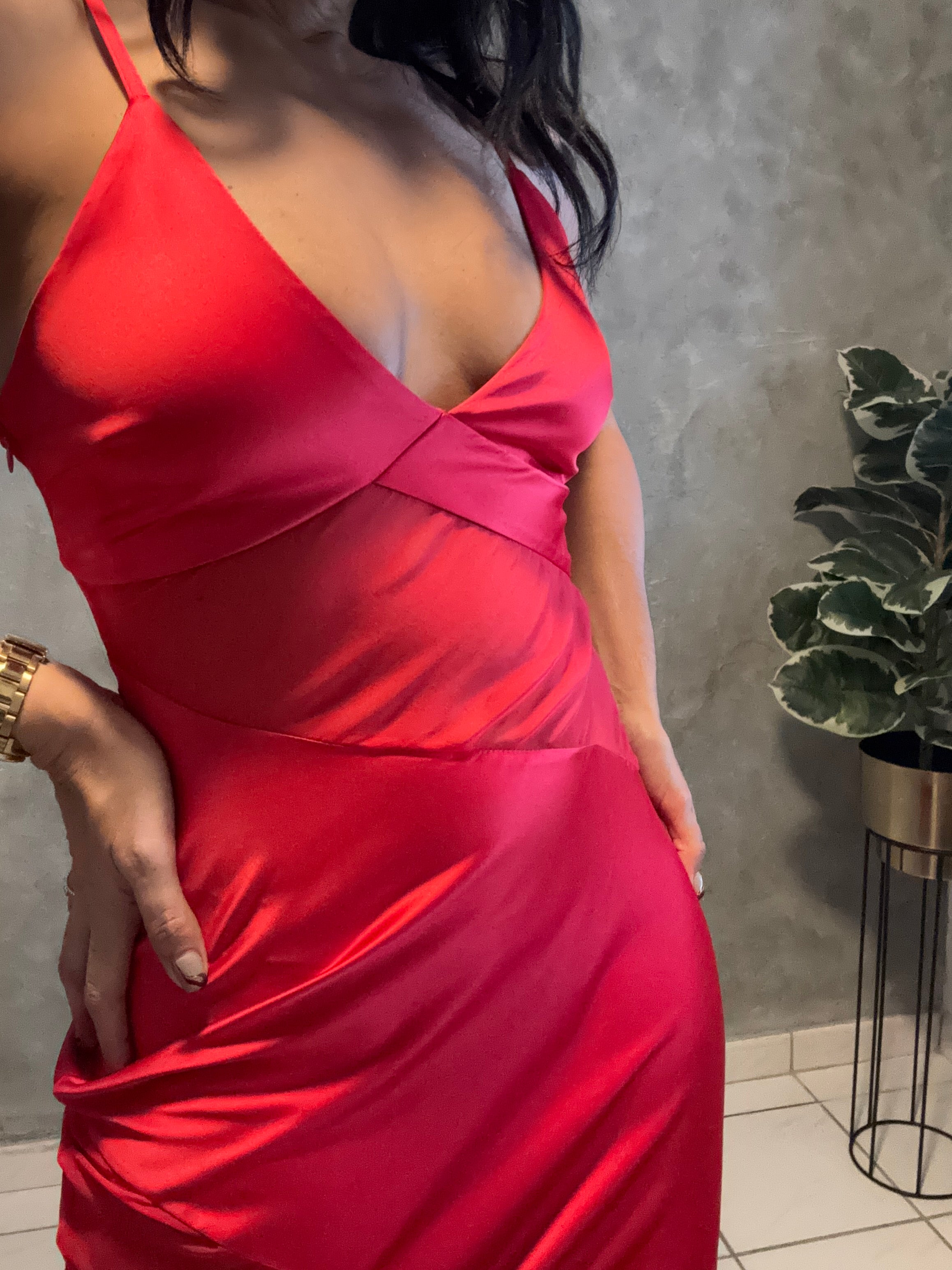 Mesh Panel Maxi Dress