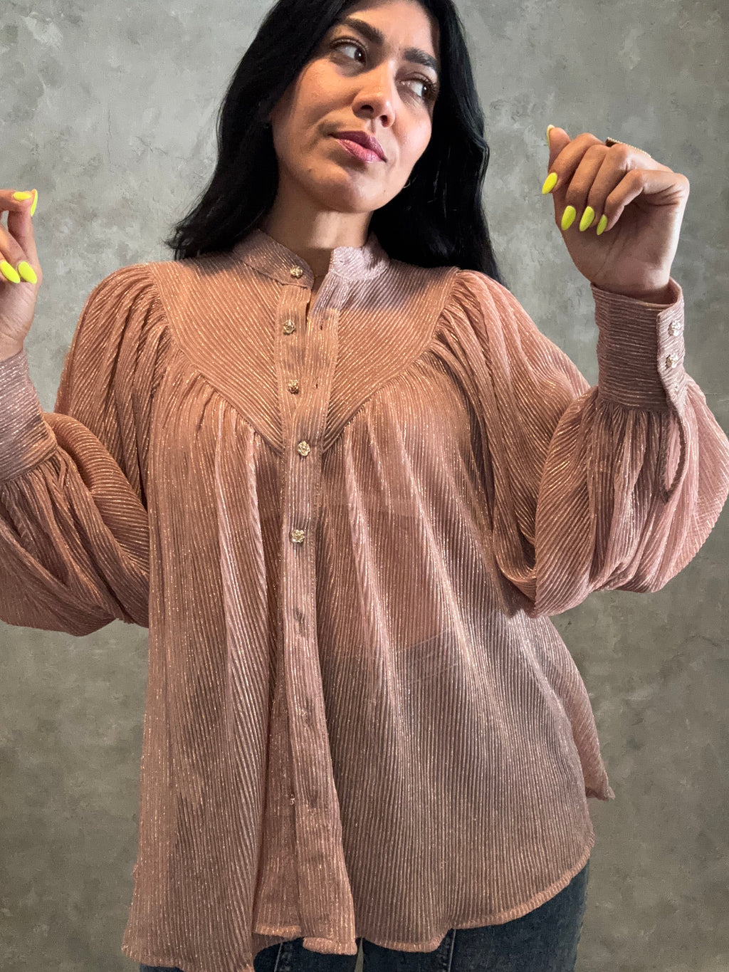 ROSE AND GOLD GLITTER SHIRT