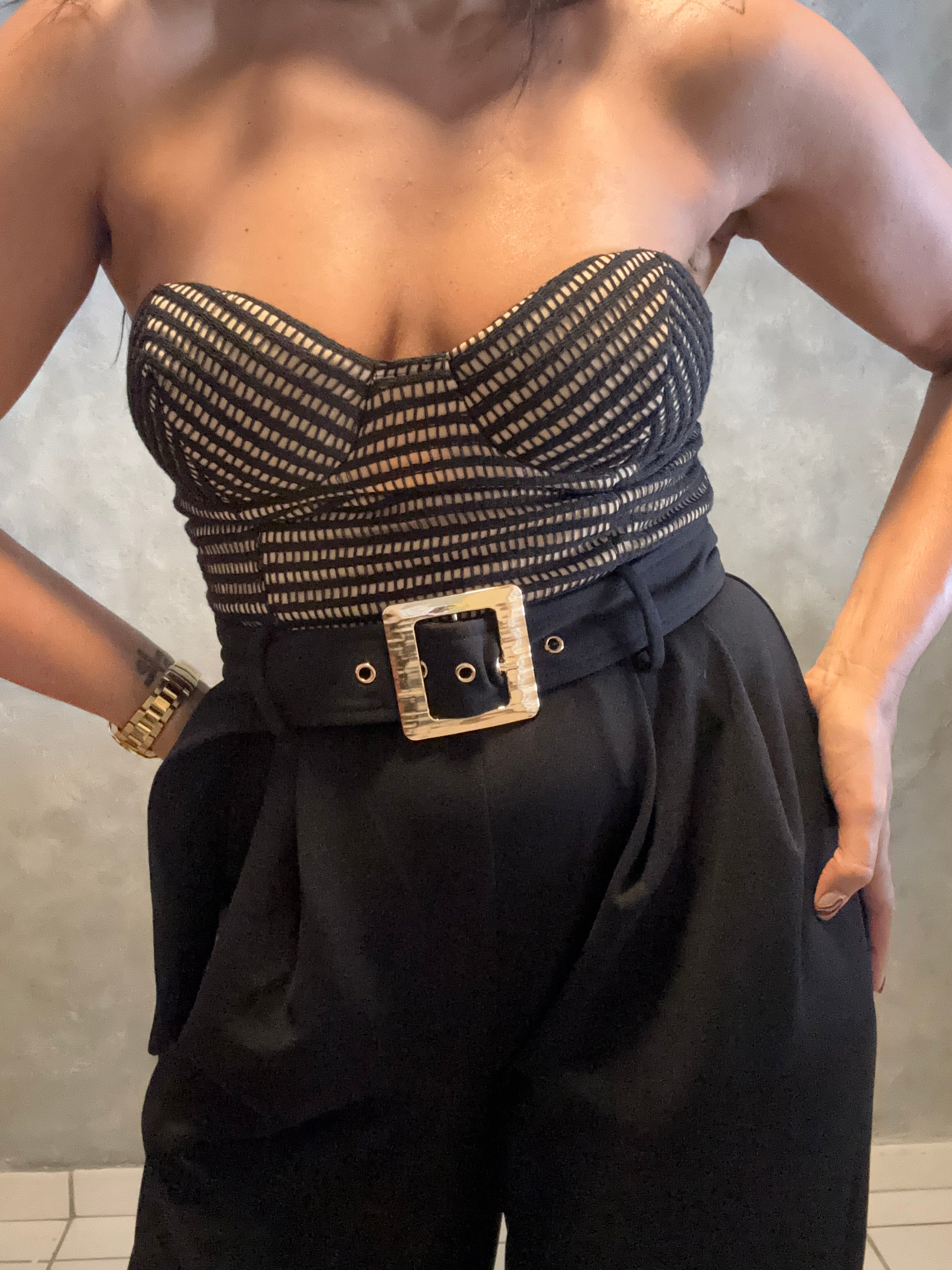 CROCHET KNIT & LINEN BLEND JUMPUSIT