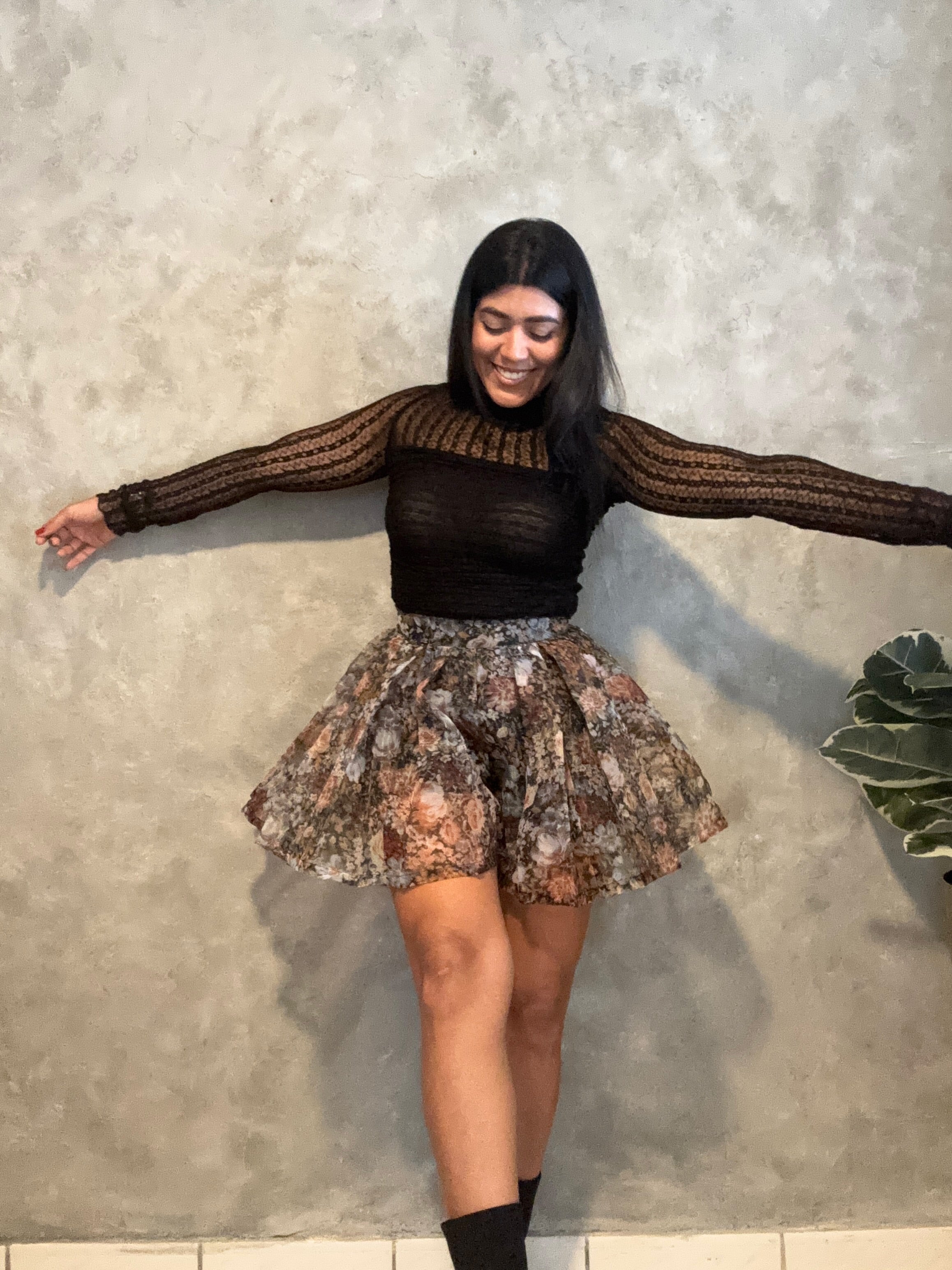 FLORAL ORGANZA MINI SKORT