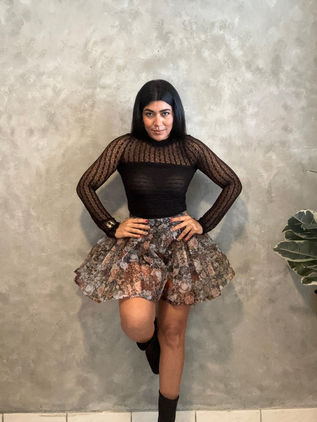 FLORAL ORGANZA MINI SKORT