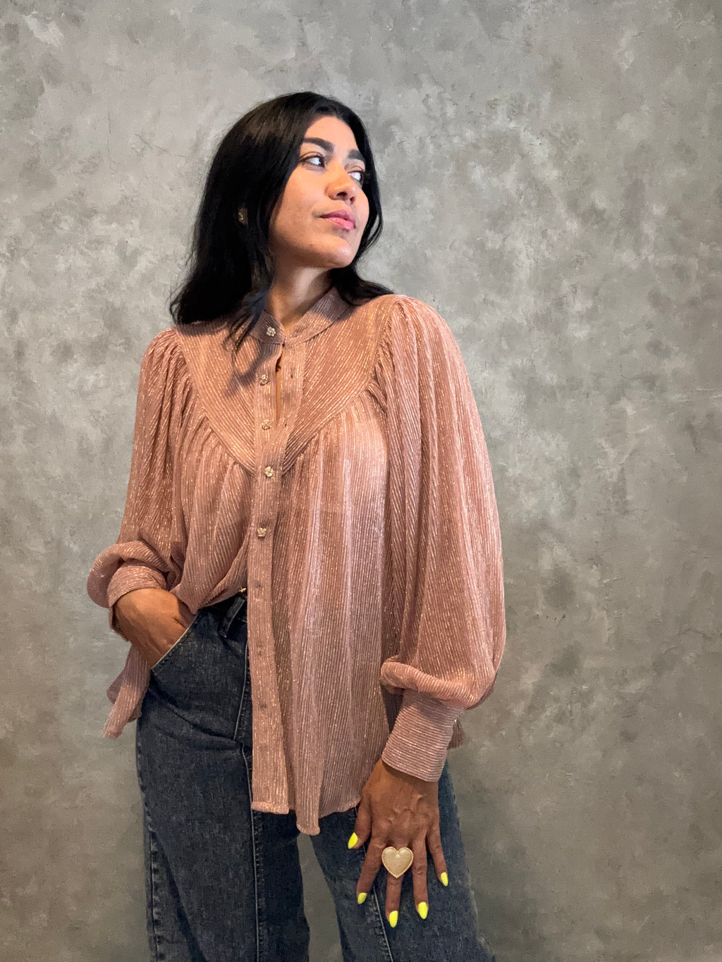 ROSE AND GOLD GLITTER SHIRT