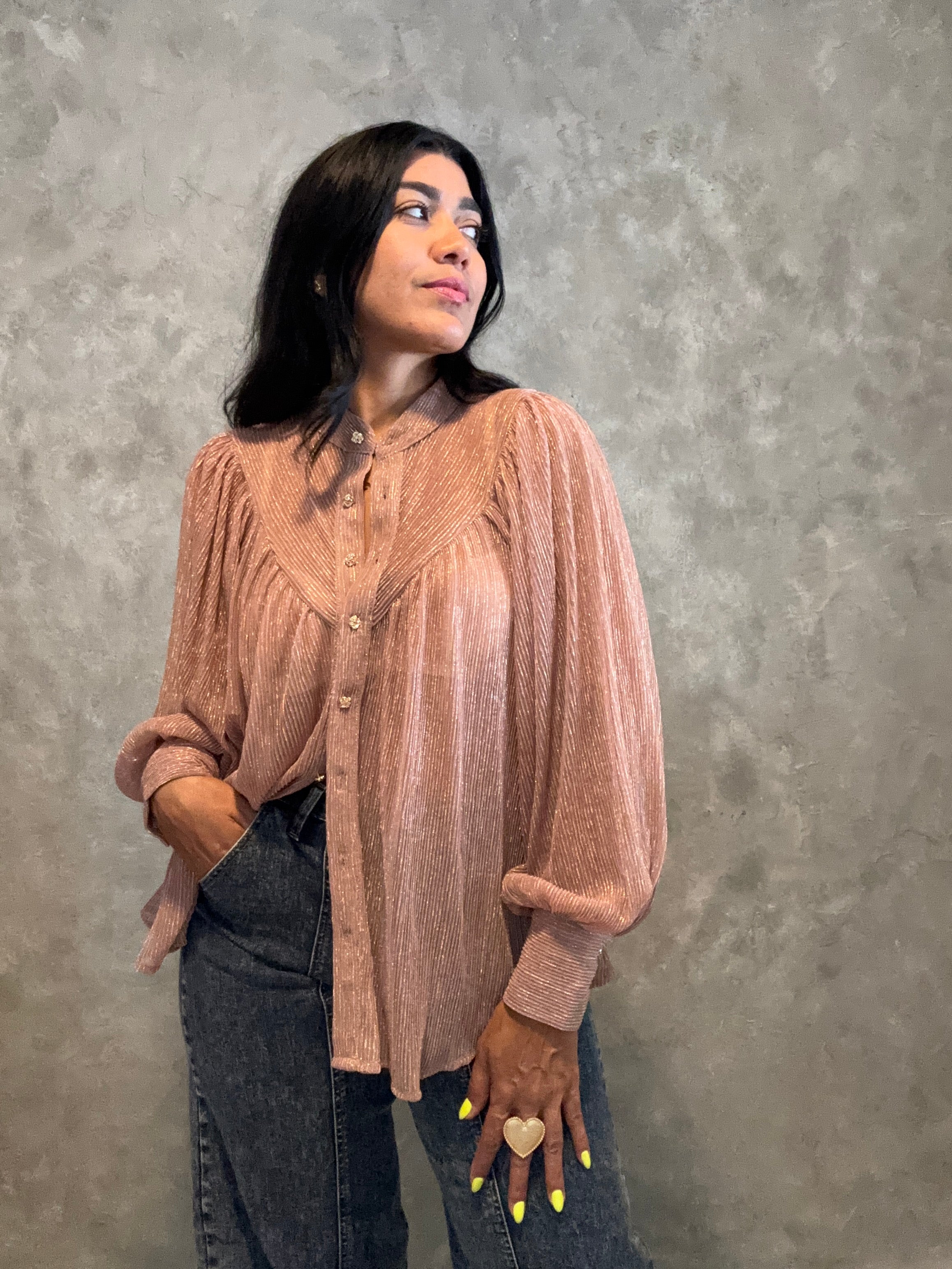 ROSE AND GOLD GLITTER SHIRT
