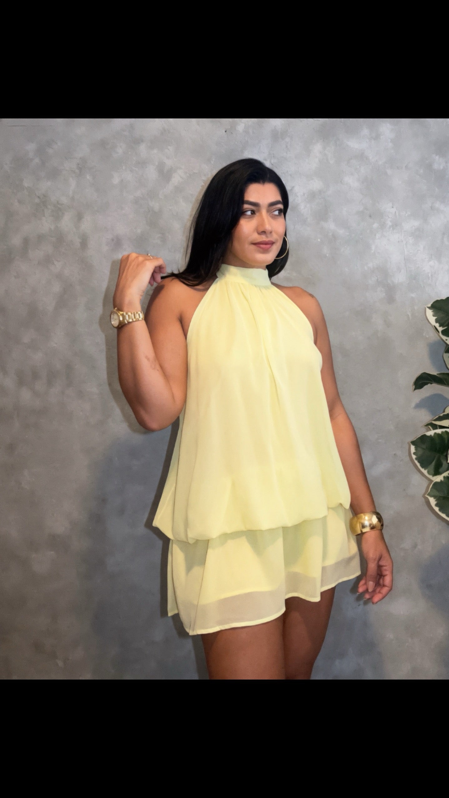 Pleated Halter Layered Mini Dress