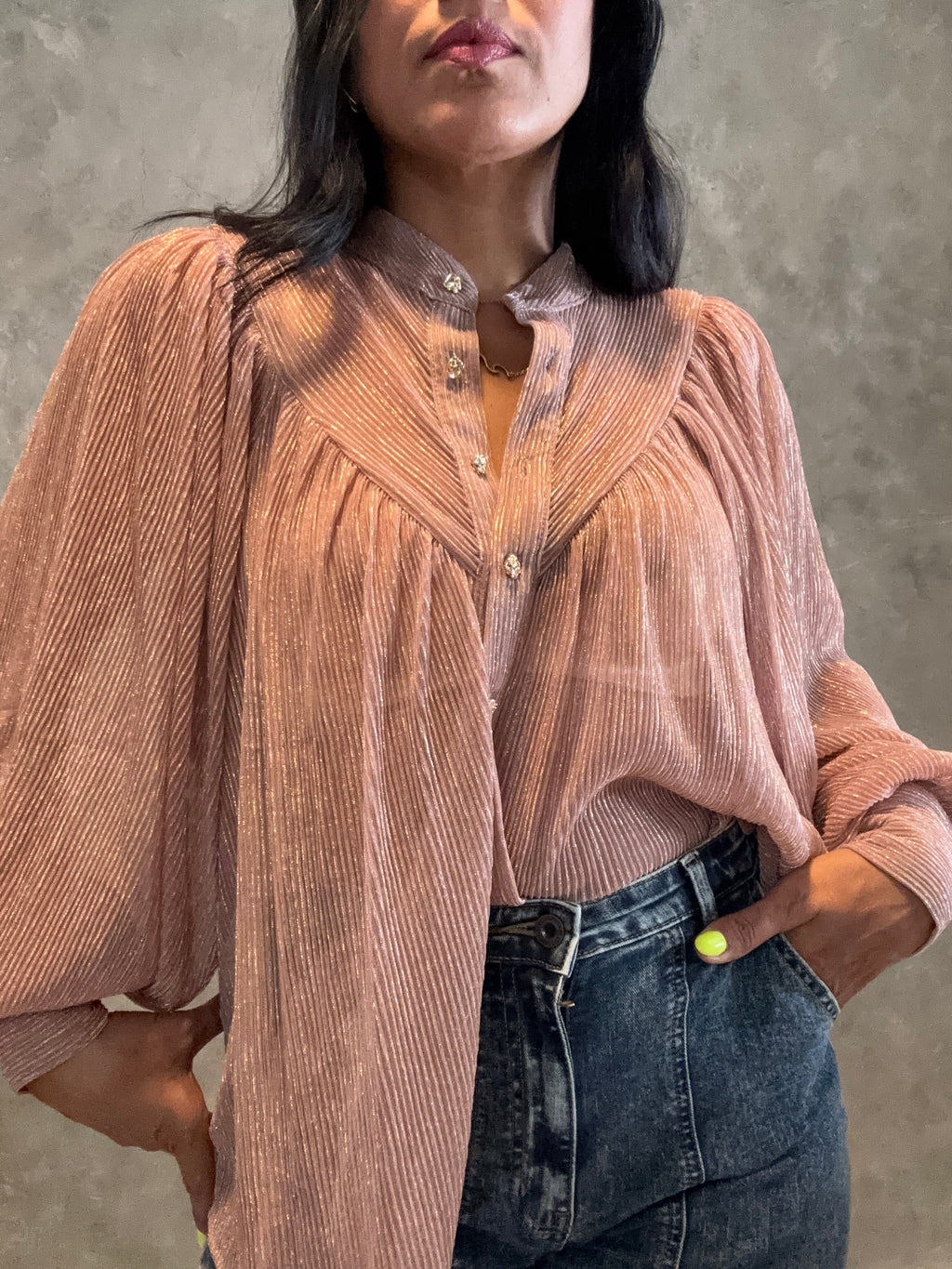 ROSE AND GOLD GLITTER SHIRT