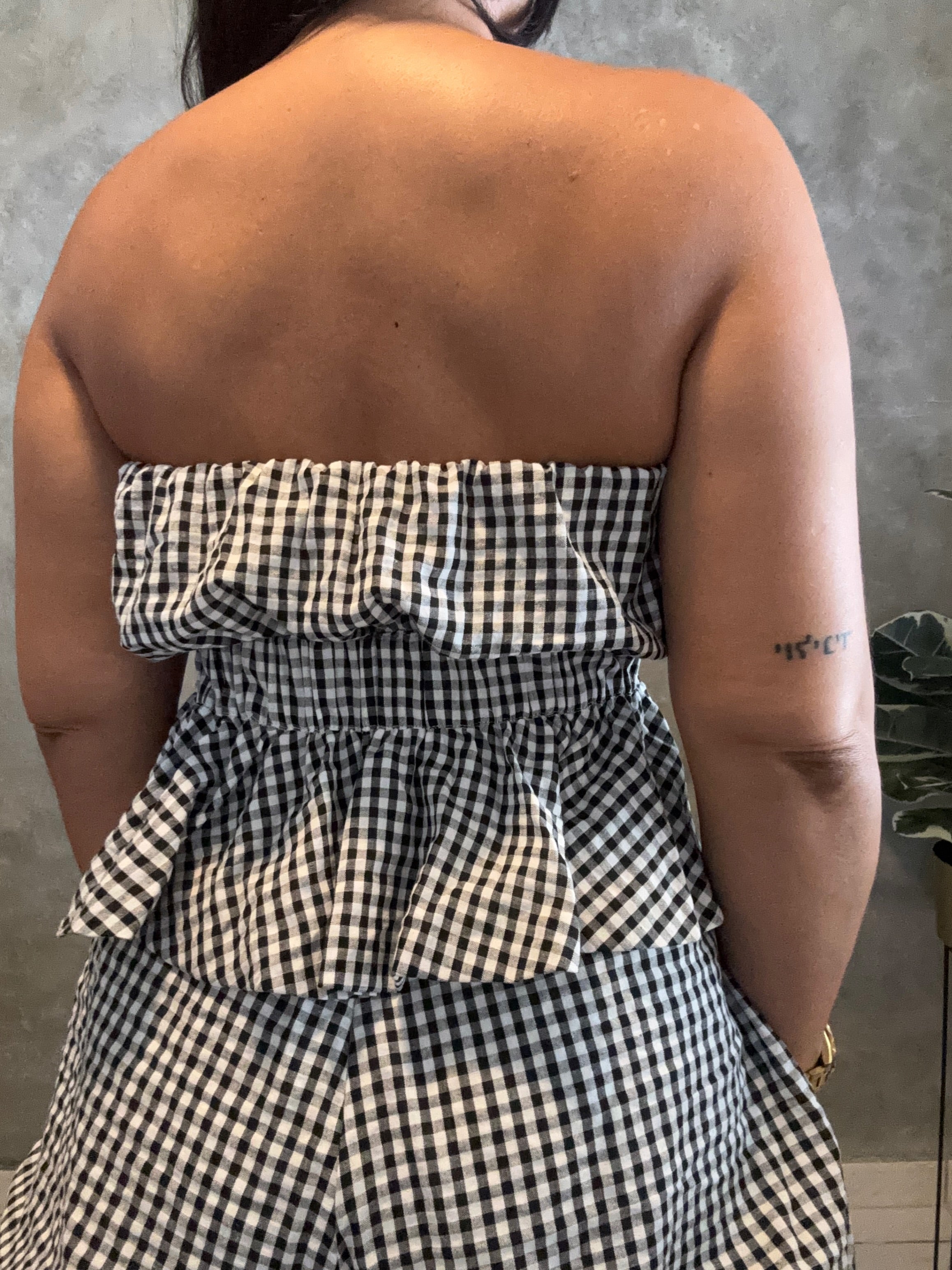 GINGHAM BUBBLE TUBE TOP